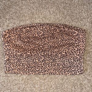 Aerie Leopard Longline Bandeau Bikini Top.